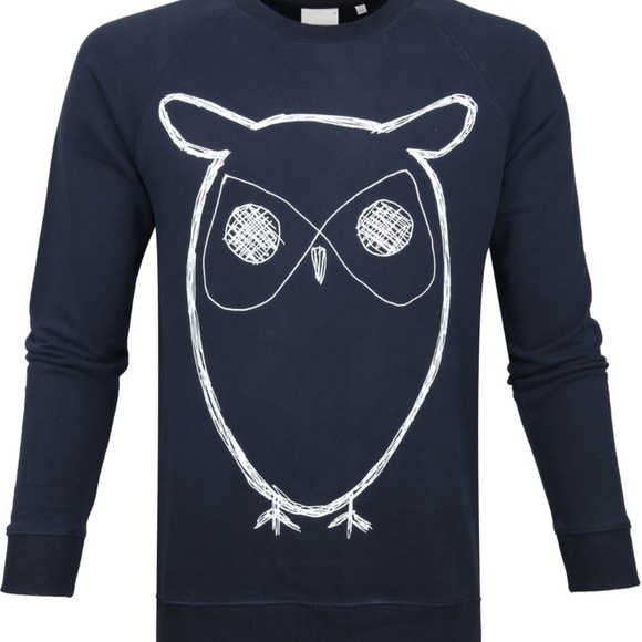 Knowledge Cotton Apparel Blue Owl Sweatshirt NWT X - Picture 2 of 3